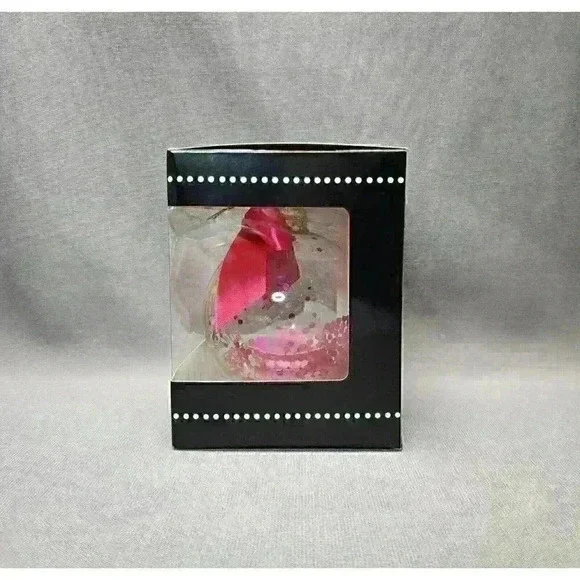 Christmas Ornament 3.5" Glass Ball - Charming Charlie White Christmas / Red Wine - Picture 4 of 6